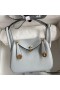 Hermes Mini Lindy Handmade Bag In Blue Brume Clemence Leather
