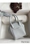 Hermes Mini Lindy Handmade Bag In Blue Brume Clemence Leather