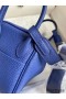 Hermes Mini Lindy Handmade Bag In Blue Electric Clemence Leather