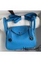 Hermes Mini Lindy Handmade Bag In Blue Frida Clemence Leather