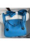 Hermes Mini Lindy Handmade Bag In Blue Frida Clemence Leather
