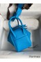 Hermes Mini Lindy Handmade Bag In Blue Frida Clemence Leather