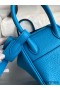 Hermes Mini Lindy Handmade Bag In Blue Frida Clemence Leather