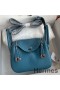 Hermes Mini Lindy Handmade Bag In Blue Jean Clemence Leather