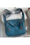 Hermes Mini Lindy Handmade Bag In Blue Jean Clemence Leather