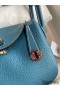 Hermes Mini Lindy Handmade Bag In Blue Jean Clemence Leather