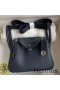 Hermes Mini Lindy Handmade Bag In Blue Nuit HHL19clbnClemence Leather