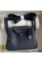 Hermes Mini Lindy Handmade Bag In Blue Nuit HHL19clbnClemence Leather