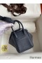 Hermes Mini Lindy Handmade Bag In Blue Nuit HHL19clbnClemence Leather