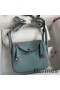 Hermes Mini Lindy Handmade Bag In Ciel Clemence Leather