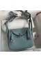 Hermes Mini Lindy Handmade Bag In Ciel Clemence Leather