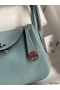 Hermes Mini Lindy Handmade Bag In Ciel Clemence Leather