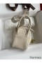 Hermes Mini Lindy Handmade Bag In Craie Clemence Leather