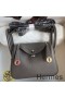 Hermes Mini Lindy Handmade Bag In Etain Clemence Leather