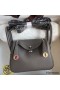 Hermes Mini Lindy Handmade Bag In Etain Clemence Leather