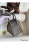 Hermes Mini Lindy Handmade Bag In Etain Clemence Leather