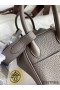 Hermes Mini Lindy Handmade Bag In Etain Clemence Leather