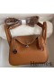 Hermes Mini Lindy Handmade Bag In Gold Clemence Leather