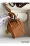 Hermes Mini Lindy Handmade Bag In Gold Clemence Leather