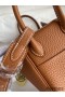 Hermes Mini Lindy Handmade Bag In Gold Clemence Leather