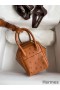 Hermes Mini Lindy Handmade Bag In Gold Ostrich Leather