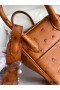 Hermes Mini Lindy Handmade Bag In Gold Ostrich Leather