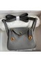 Hermes Mini Lindy Handmade Bag In Gris Meyer Clemence Leather