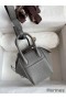 Hermes Mini Lindy Handmade Bag In Gris Meyer Clemence Leather