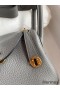 Hermes Mini Lindy Handmade Bag In Gris Meyer Clemence Leather