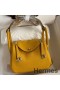 Hermes Mini Lindy Handmade Bag In Jaune Ambre Clemence Leather
