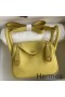 Hermes Mini Lindy Handmade Bag In Jaune Poussin Clemence Leather