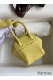 Hermes Mini Lindy Handmade Bag In Jaune Poussin Clemence Leather