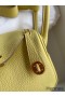 Hermes Mini Lindy Handmade Bag In Jaune Poussin Clemence Leather