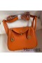 Hermes Mini Lindy Handmade Bag In Orange Clemence Leather