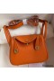 Hermes Mini Lindy Handmade Bag In Orange Clemence Leather