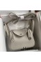 Hermes Mini Lindy Handmade Bag In Pearl Grey Clemence Leather