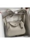 Hermes Mini Lindy Handmade Bag In Pearl Grey Clemence Leather