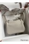Hermes Mini Lindy Handmade Bag In Pearl Grey Clemence Leather