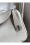 Hermes Mini Lindy Handmade Bag In Pearl Grey Clemence Leather