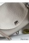 Hermes Mini Lindy Handmade Bag In Pearl Grey Clemence Leather
