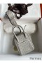 Hermes Mini Lindy Handmade Bag In Pearl Grey Ostrich Leather