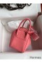 Hermes Mini Lindy Handmade Bag In Rose Lipstick Swift Leather