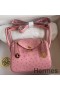 Hermes Mini Lindy Handmade Bag In Rose Sakura Ostrich Leather