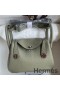 Hermes Mini Lindy Handmade Bag In Sauge Clemence Leather