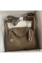 Hermes Mini Lindy Handmade Bag In Taupe Clemence Leather