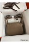 Hermes Mini Lindy Handmade Bag In Taupe Clemence Leather