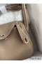 Hermes Mini Lindy Handmade Bag In Taupe Clemence Leather