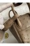 Hermes Mini Lindy Handmade Bag In Taupe Ostrich Leather
