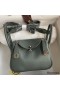 Hermes Mini Lindy Handmade Bag In Vert Amande Clemence Leather