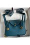 Hermes Mini Lindy Handmade Bag In Vert Bosphore Clemence Leather